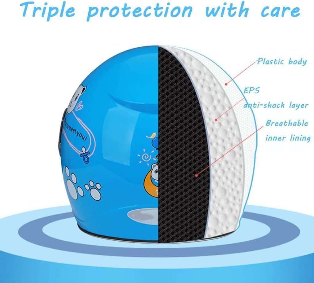 DOT Approved Kids Cute Motorcycle Helmet for 4-8 Years Old Children Retro 3/4 Open Face Child Half Boys Girls Youth Scooter Moped Lightweight Street Bike ATV