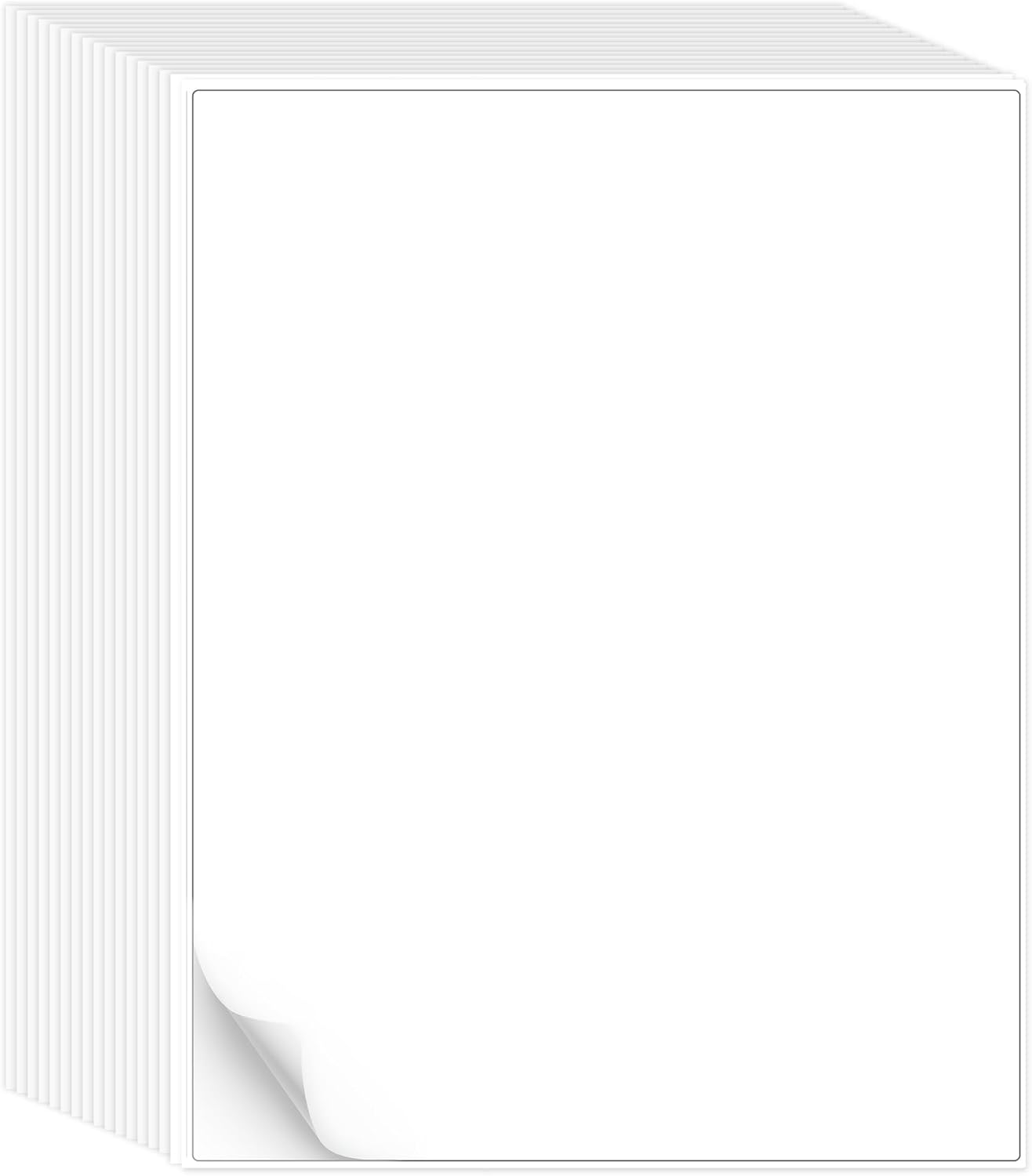 L LIKED 8.5″ x 11″ Printable White Sticker Paper Full Sheet Label, Matte, for Laser & Inkjet Printers (100 Sheets)