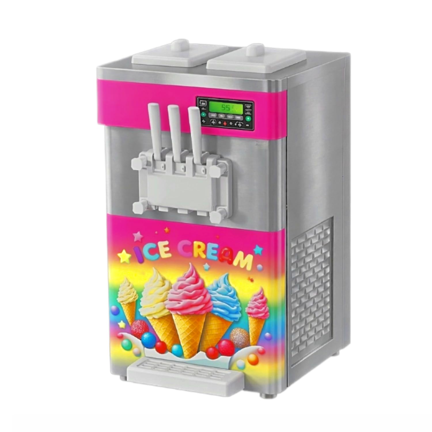 Machine à Glace Italienne Professionnelle 2 Parfums + Mix - 3 Manettes - 18-26 L/h - Pompe à Air