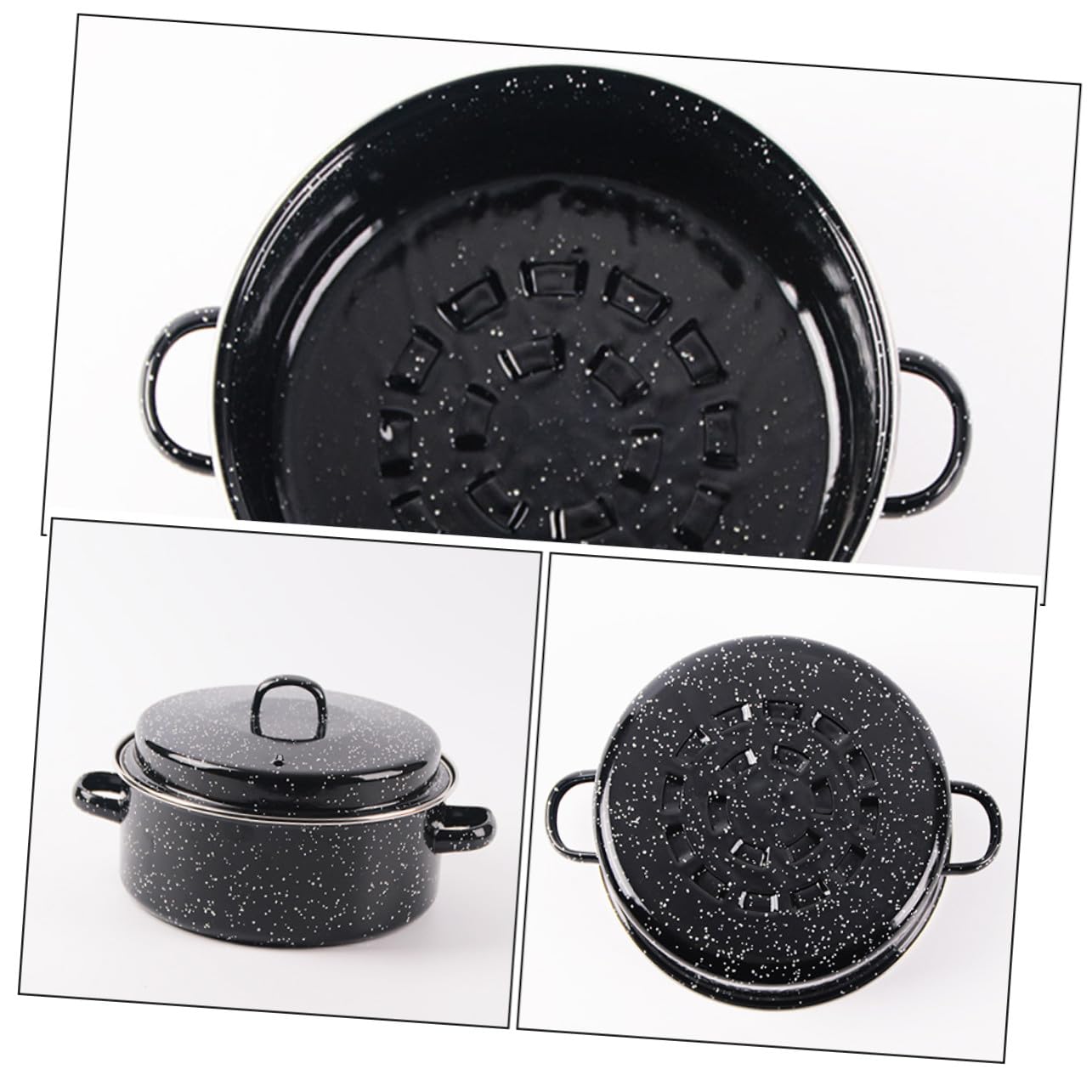 TOPBATHY Olla de Cocina Sarten Asar Castañas Rostizador para Patatas y Carne de Acero Inoxidable para Uso Doméstico