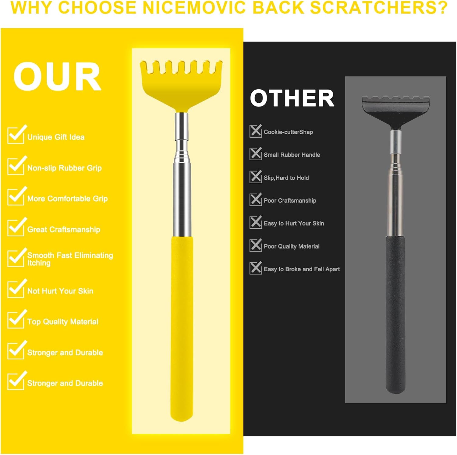 NICEMOVIC 6 Pack Back Scratcher, Stocking Stuffers for Women Men Teen Girls