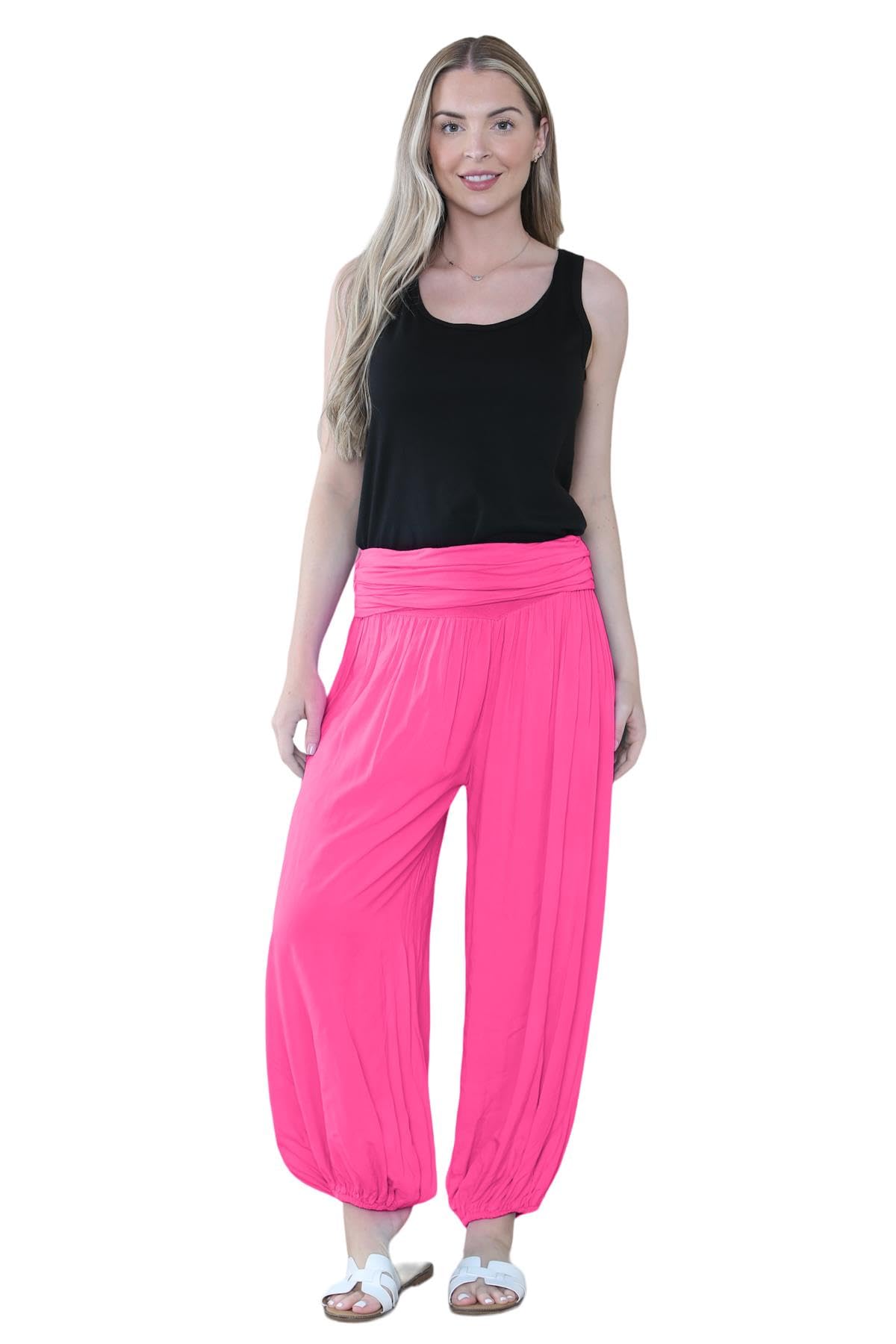 Pantaloni harem larghi da donna italiani Alibaba, comodi ed eleganti, vestibilità larga, pantaloni harem da donna UK | Pantaloni estivi perfetti per le donne UK, Ciliegia, Taglia unica