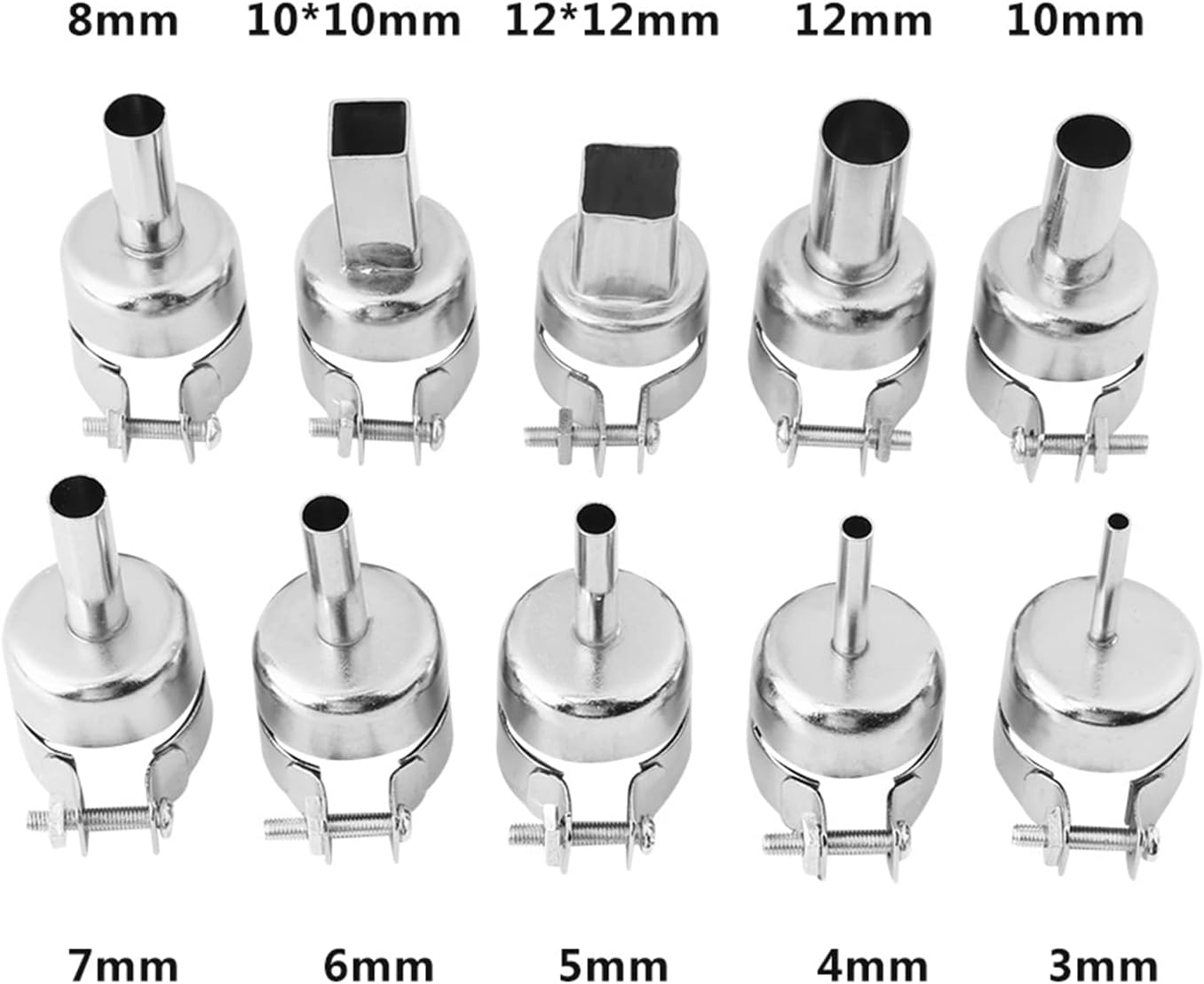 Heat Guns Nozzles,10pcs/Set Heat Guns Nozzle Kit,Stainless Steel Hot Air Soldering Welding Nozzles,Hot Air Soldering Station Repair Tools,Heat Guns Accessories, Hot Air Soldering Heat Gun Attachments