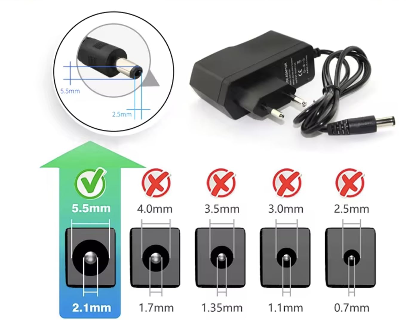 Chargeur Batterie Voitures Chargeur 6V Pour Voiture Électrique Enfant - Adaptateur Moto, SUV, ATV Avec Connecteur 5.5x2.1mm Adaptateur Voiture électrique