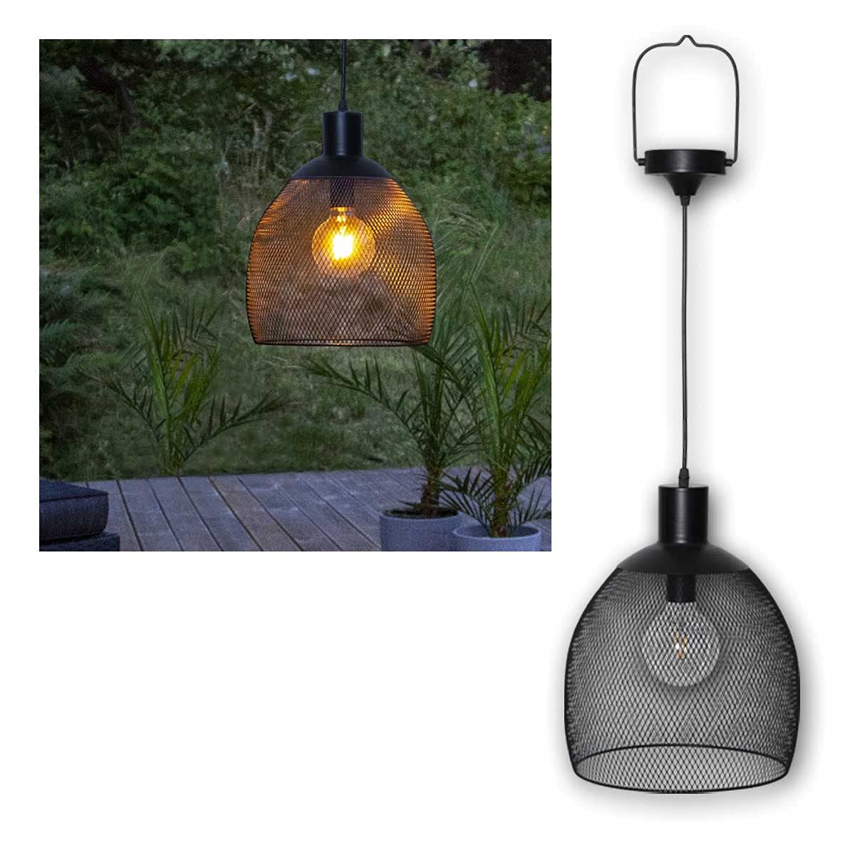 Best Season "Sunlight" LED Solar Hängelampe - Maße: 29x35cm, Schwarz, Warmweißes Licht, Solarpanel und austauschbarer Akku - Für eine zauberhafte Atmosphäre im Freien