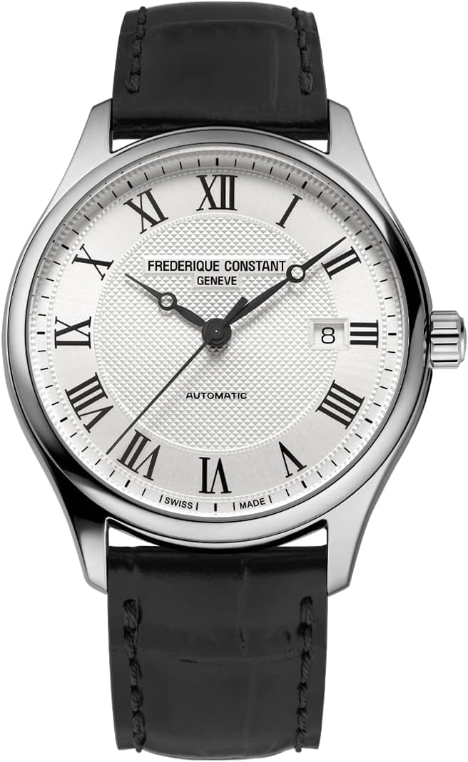 Frederique Constant FC-303MC5B6 Classics Analogue Watch with Leather Strap for Men, Silver/Black