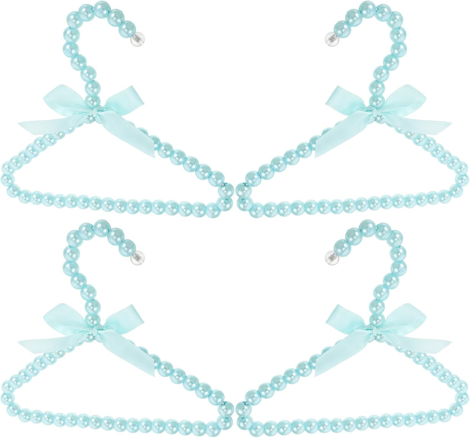 TEHAUX 4pcs Elegant Pet Clothes Hanger with Pearl Beads, Mini Dog and Cat Clothing Rack, Plastic and Iron Wire Construction for Sturdy Support and Organized Storage at Home or Grooming