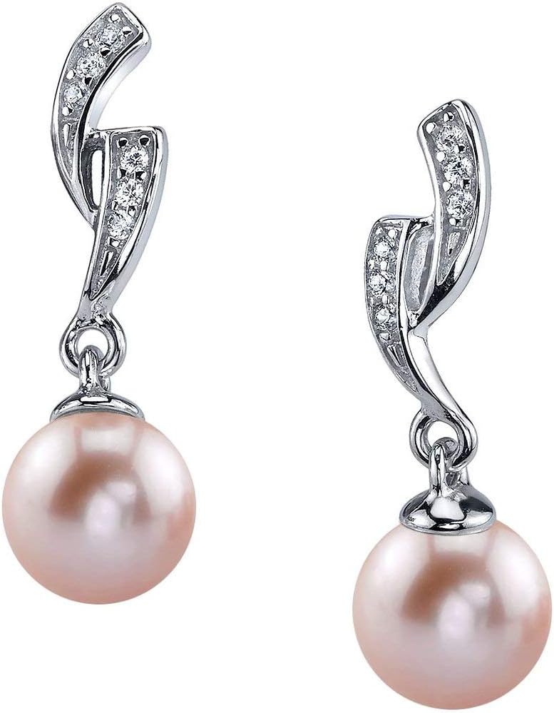 THE PEARL SOURCE 8-9mm Genuine Freshwater Cultured Pearl Delilah Earrings for Women