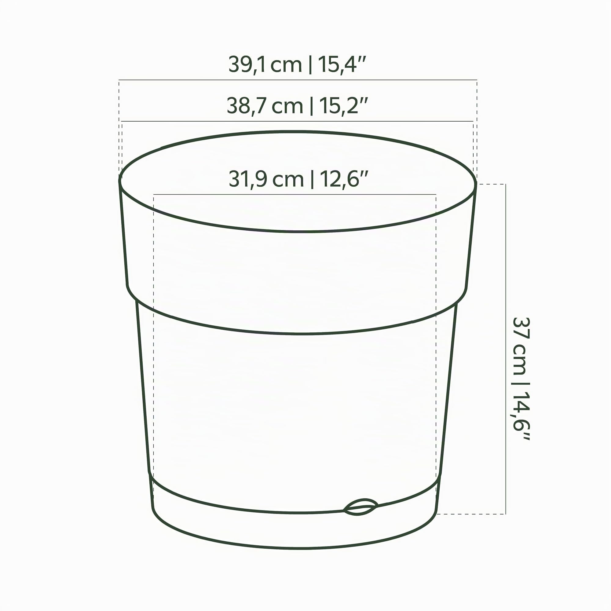 Vaso largo Capri Riserva d'acqua 40cm Antracite