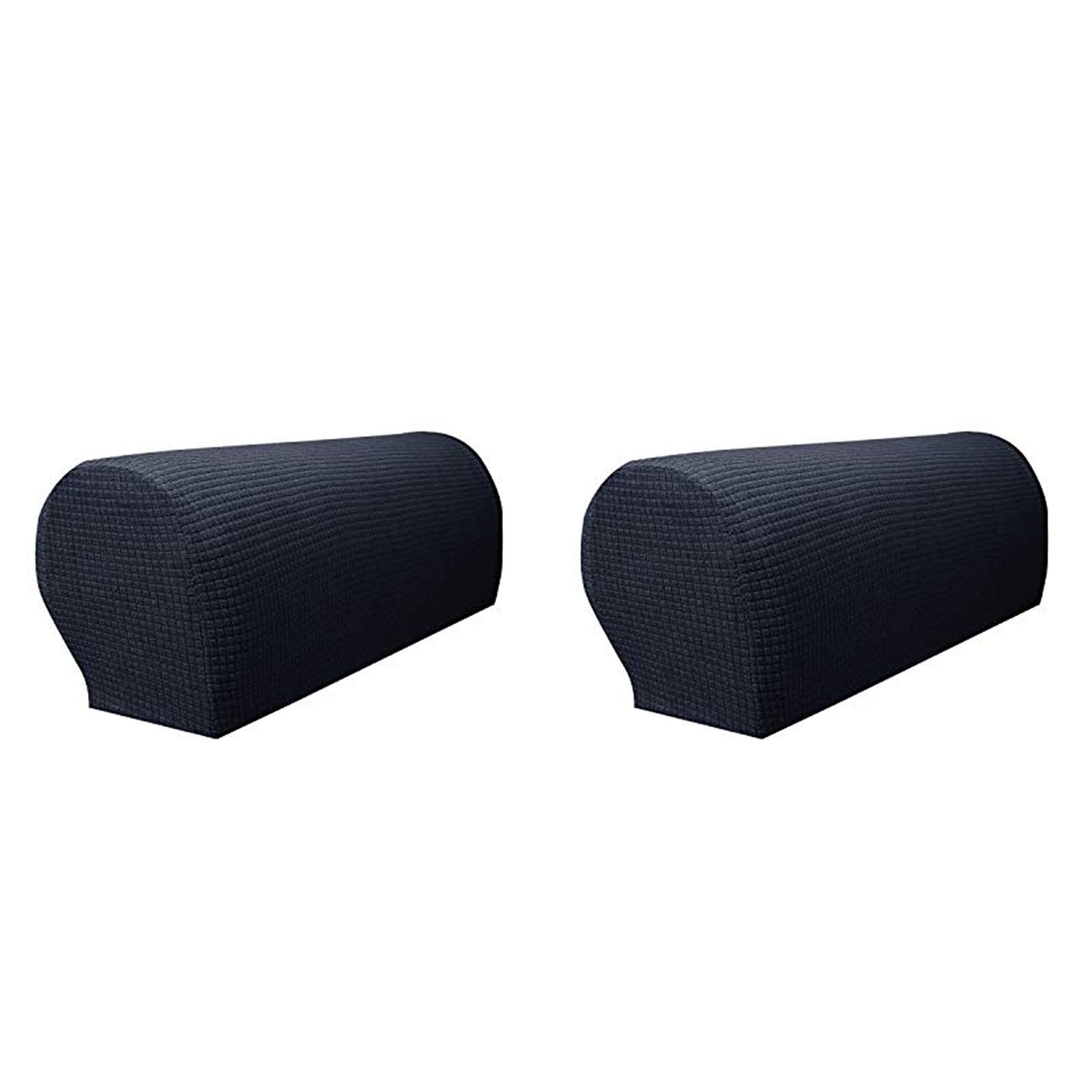 Jlmmss Black(A Pair) Pack Of 2, Stretch Spandex Waterproof Armrest Cover Anti-Slip Sofa Couch Handrail Gloves Slipcover Stretchy Armrest Cover Armchairs Sofa Arm Covers Furniture Arm Protector (Black(A Pair))