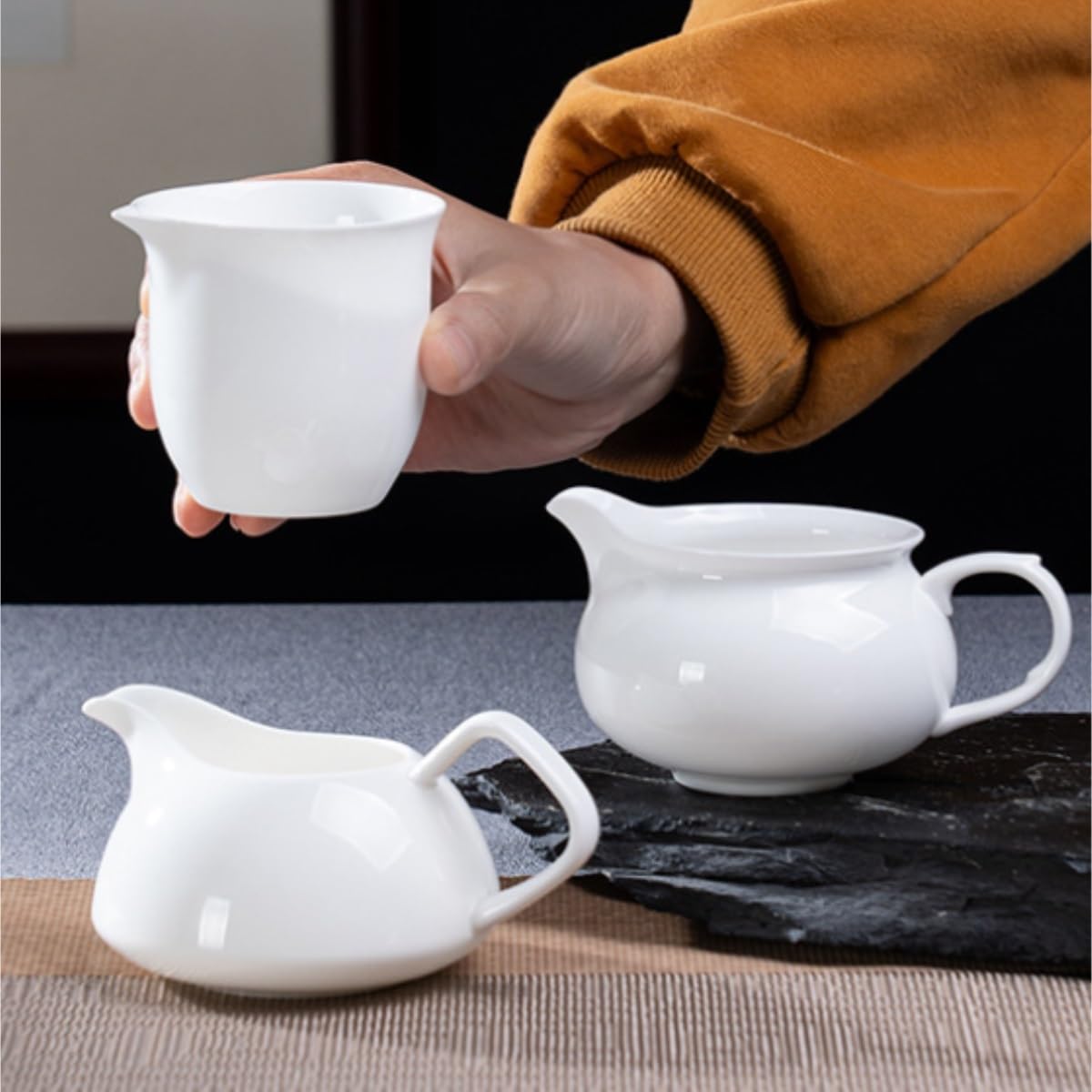 Salsiera Perfetta per Salse Set da tè in Porcellana Bone China Semplice in Bianca Sugoso Infusore Tazza Fiera Ristoranti E Feste