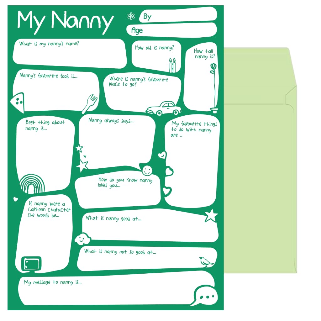 Greeting Card and Gift in One for Daddy - Fun and Memorable Keepsake with Questions from Kids - Great for Father's Birthday and Special Occasions (Nanny)