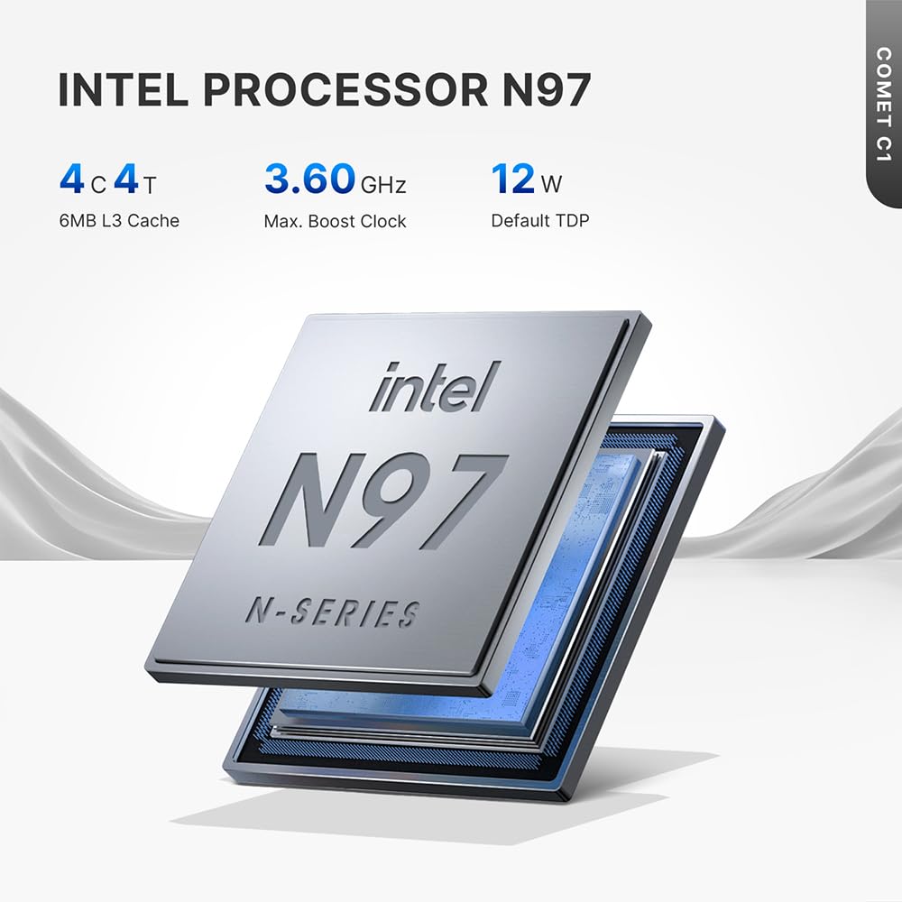 origimagic Mini PC N97 Processore C1(fino a 3,6 GHz) 16 GB DDR4/512 GB SSD, mini desktop pc per Pre-OS11 pro/WiFi 5/ BT5.1/RJ45/HDMI 2.0/4K UHD triplo schermo, PC per casa/aziende/istruzione