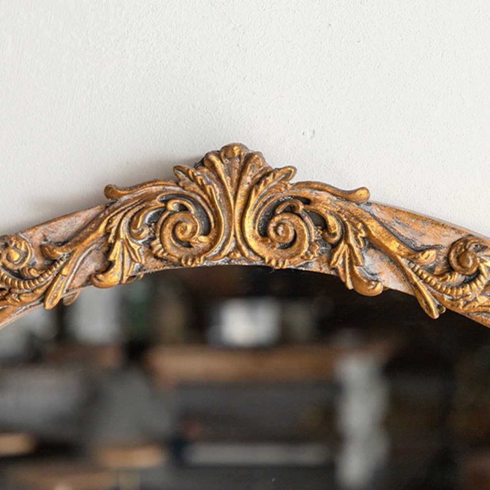 French Victorian Ornate Round Mirror,Vintage Antique Gold Mirror