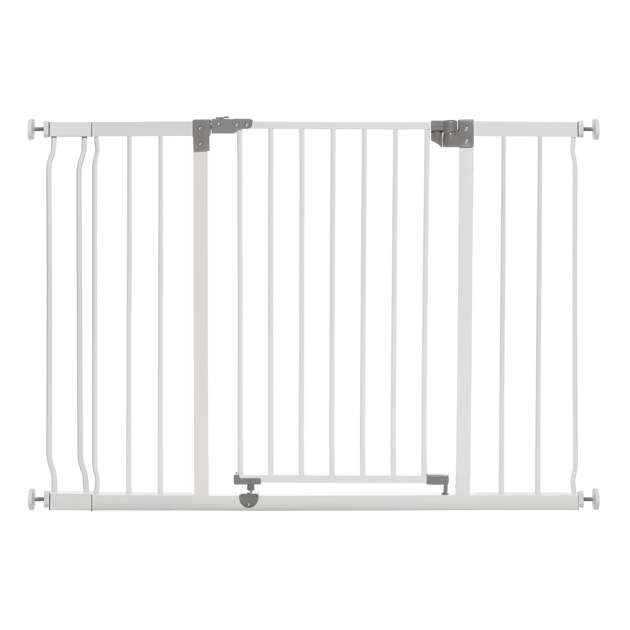 Dreambaby Liberty Extra-Wide Hallway Baby Safety Gate Set, white, shown fully assembled.