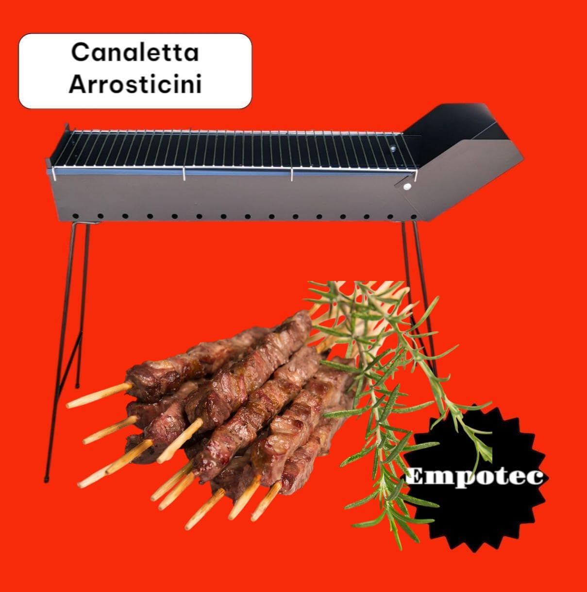 Epotec Canaletta Arrosticini a Carbone 75cm Grill BBQ Barbecue z Rusztem Chromowanym