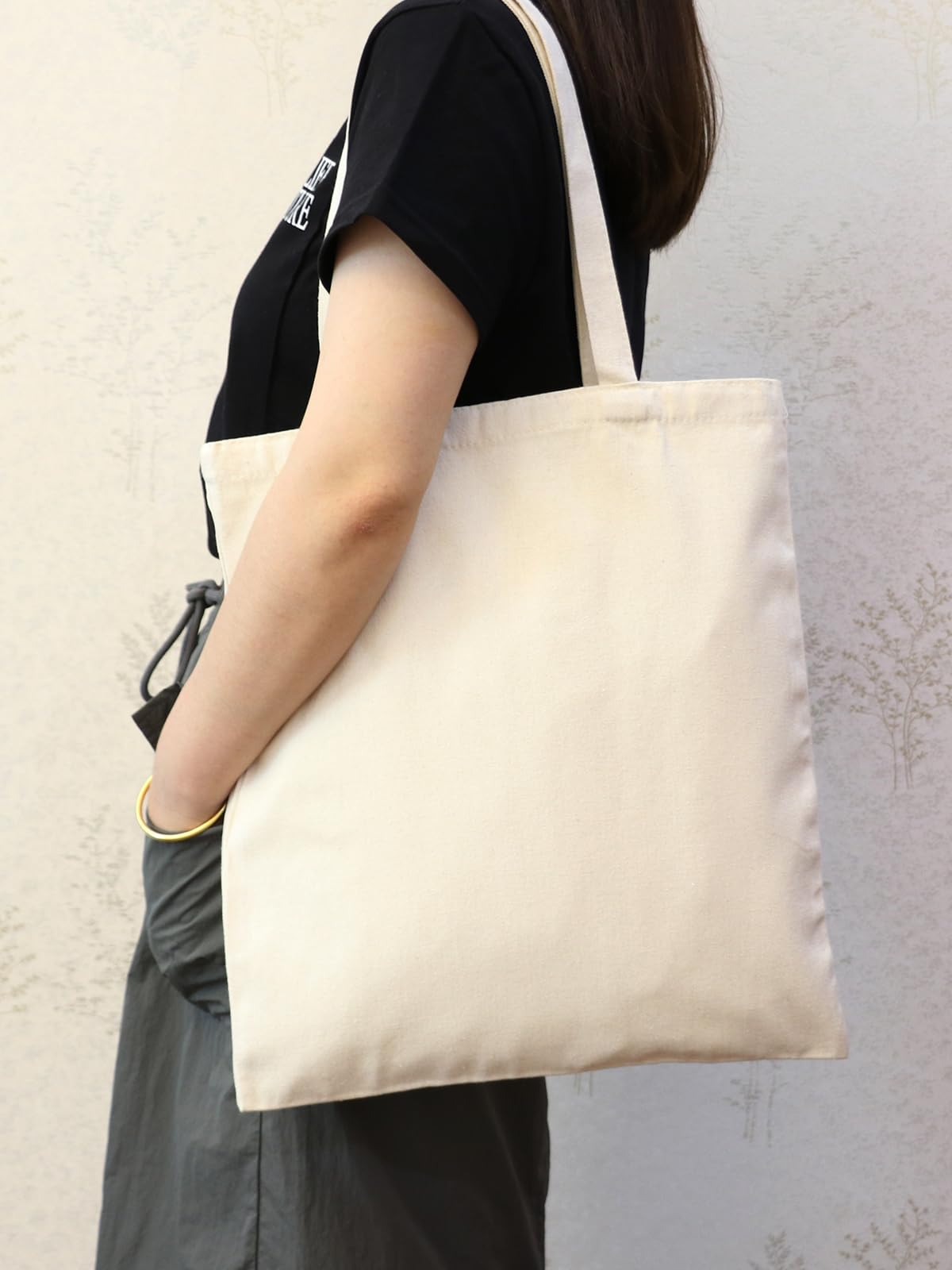 Borsa di tela da donna, riutilizzabile, in cotone, per la spesa, idea regalo, per fai da te