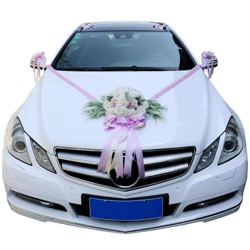 Backbayiaia12 Stück künstliche Blume Auto Dekoration Hochzeit Bogen Schleife Ornament