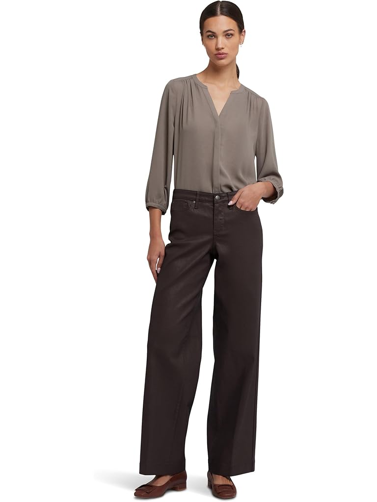 Black NYDJ Coated Teresa Wide Leg Jeans in Black Coated