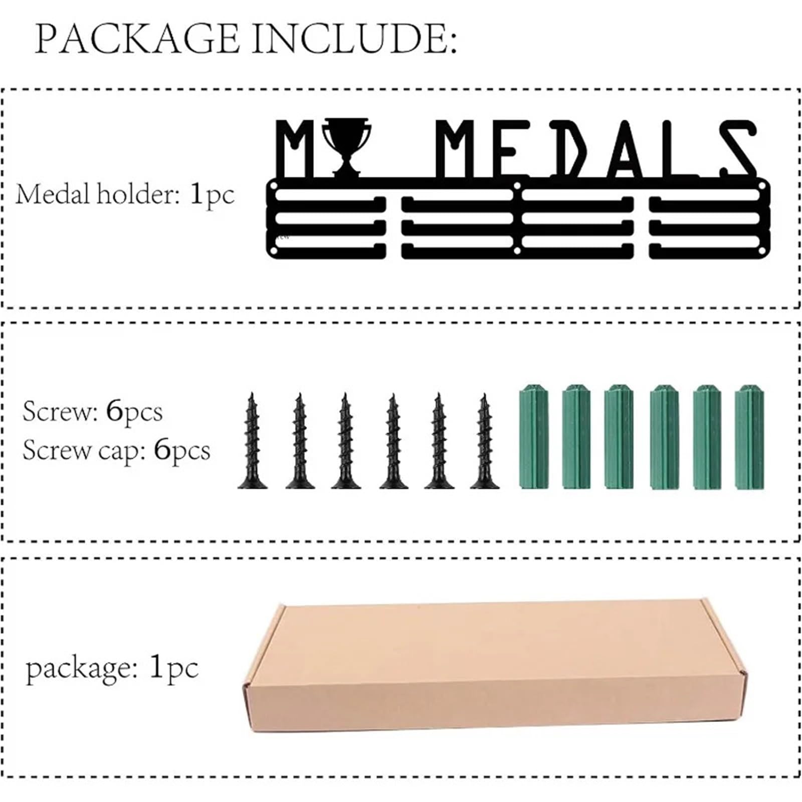 Soporte de exhibición de medallas, Colgador de medallas, Estante de exhibición de trofeos, Marco de premios, Montaje en Pared de Metal para Exponer Medallas(Style 05)