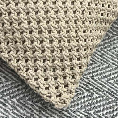 Image of Beautifull and Luxurious Handmade 100% Cotton Macrame Cushion Cover 16 inchx16 inch inch in Natural White Colour | Boho Cushion Cover in Premium Canvas Duck Fabric (5, WDM403)