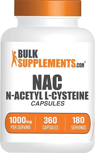 BULKSUPPLEMENTS.COM NAC 1000 mg Cápsulas – N-acetilo cisteína 1000 mg, suplemento de NAC, NAC 1000 mg – Cápsulas NAC, sin gluten, 2 cápsulas por