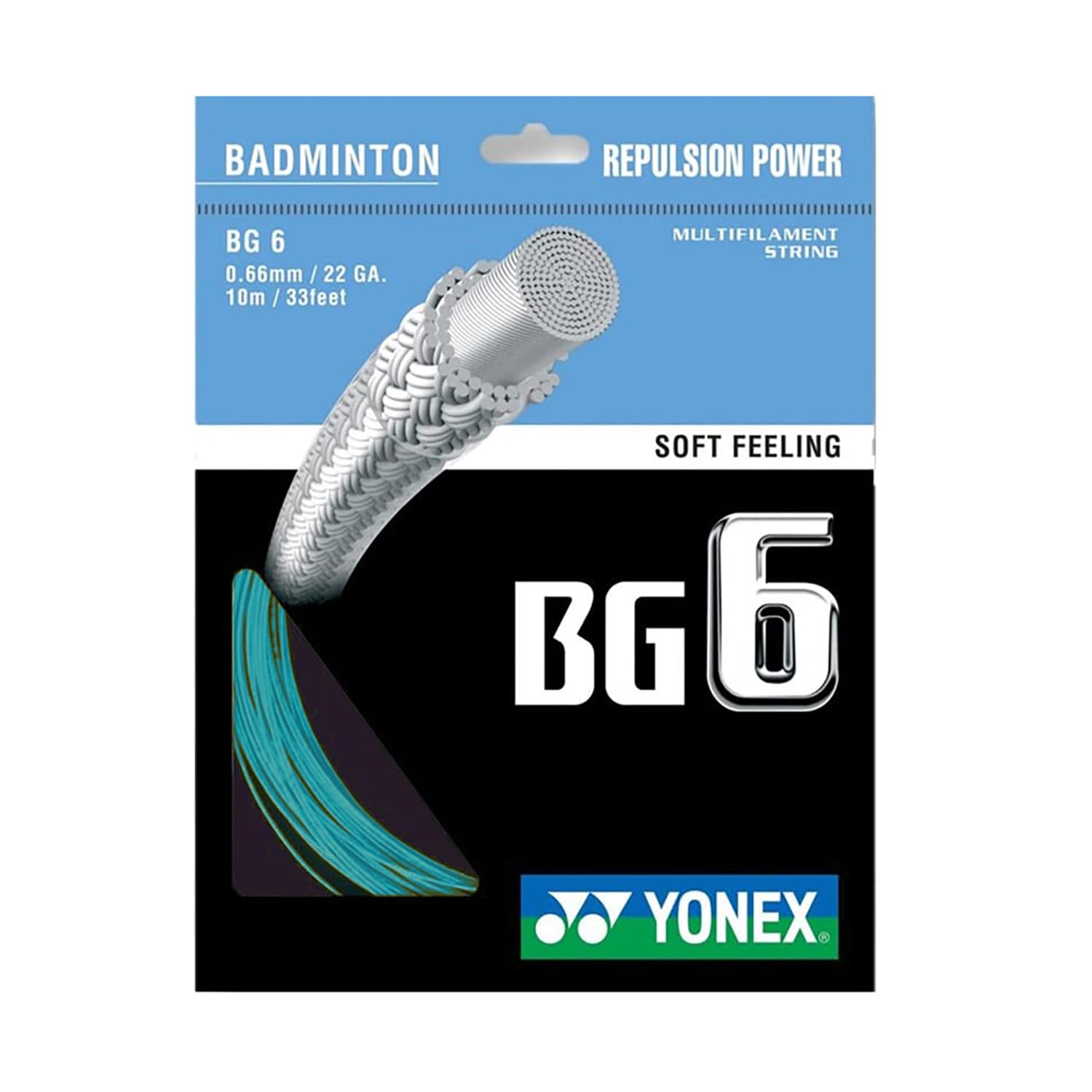 YONEX BG 6 Badminton String - Turquoise (379)