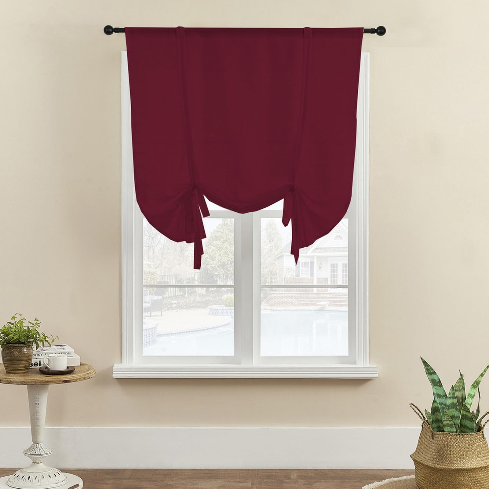 Rideau de fenêtre occultant thermique vin rouge 117x160 pour décoration maison