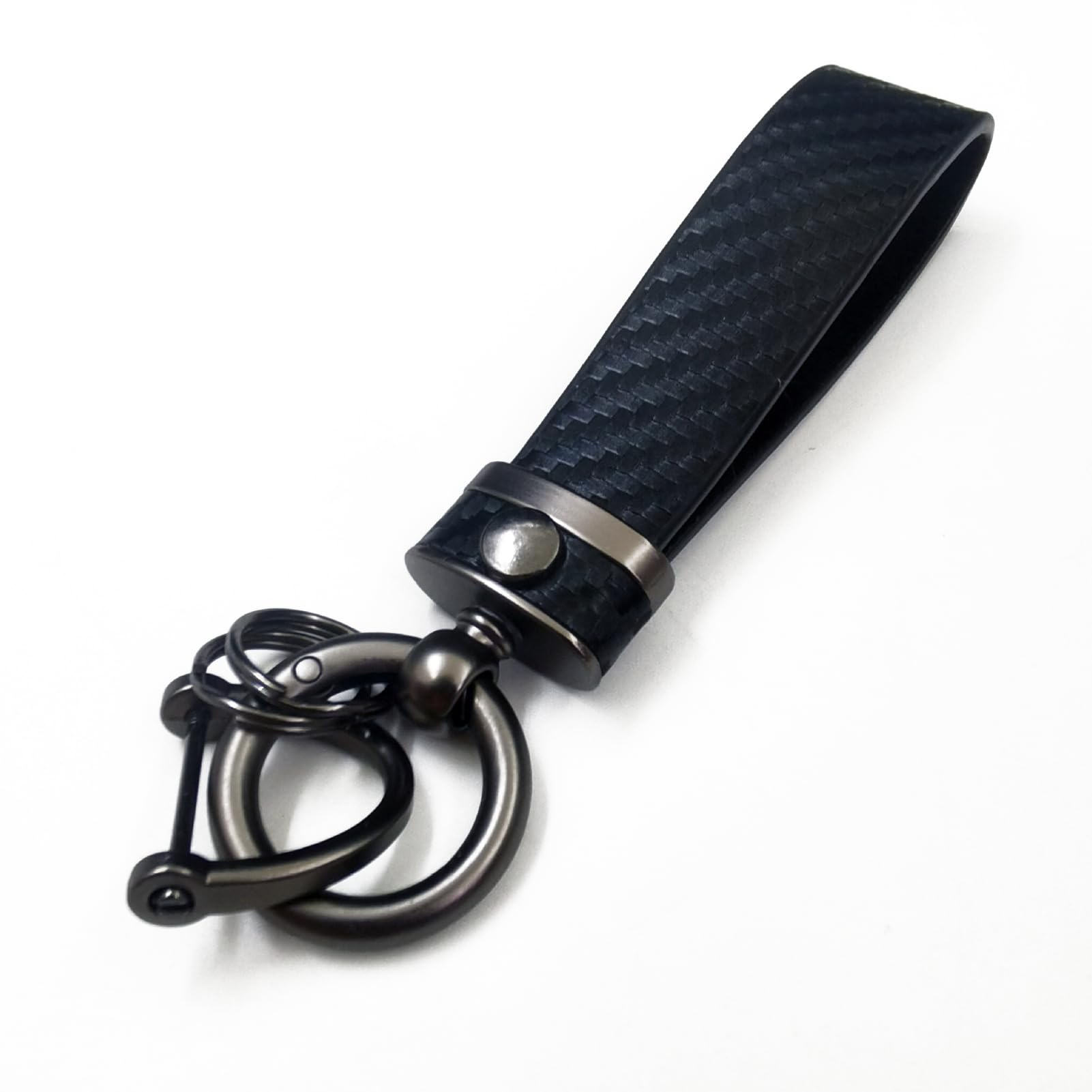 Carbon Fiber Style Car Keychain, Leather Keyring 360° Rotatable Car Key Fob Strap, Detachable Keys Chain Holder with Anti-lost D-Ring, Leather Keys Chain Holder for Men and Women Accessories — view 8