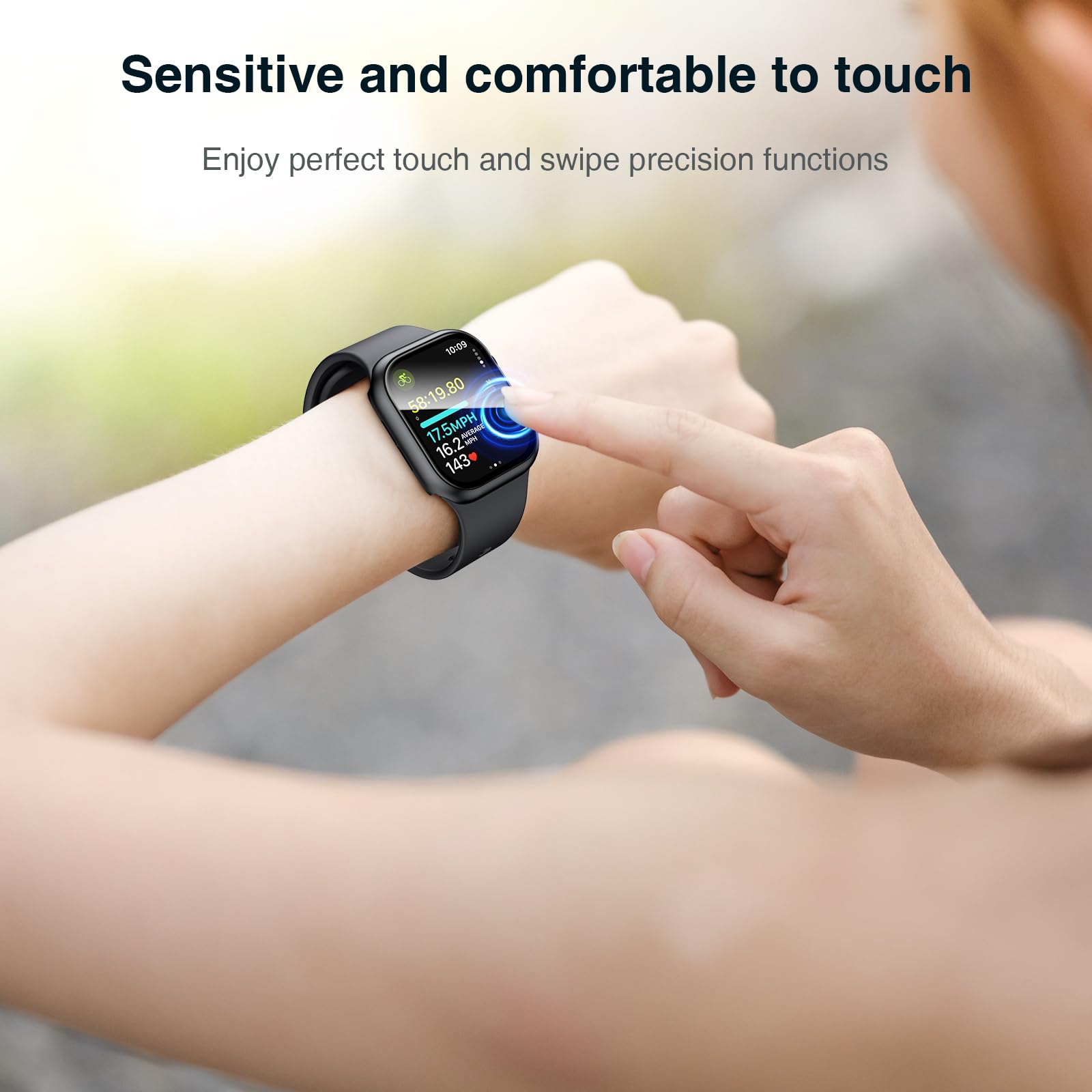 LK 2 Pezzi Cover per Apple Watch Series 10 42mm, Vetro Temperato Cover Custodia per Apple Watch Series 10 42mm, [Durezza 9H] [HD Clear][Senza Bolle] [Anti-Graffio]-black