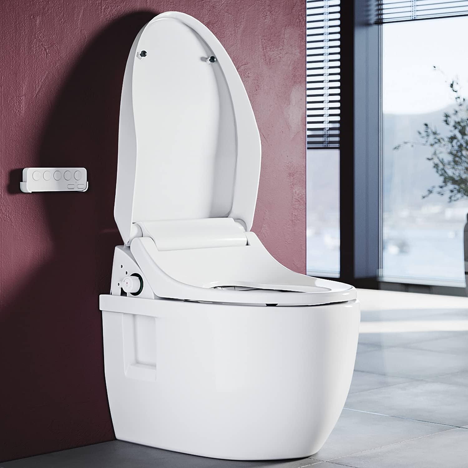 ELEGANT Smart Bidet Toilet Seat with 316 Stainless Steel Self-Cleaning Nozzle, LED Nightlight, Remote Control, Warm Air Dryer, Heated Seat, Soft Closing Seat Bidet Elongated Toilet