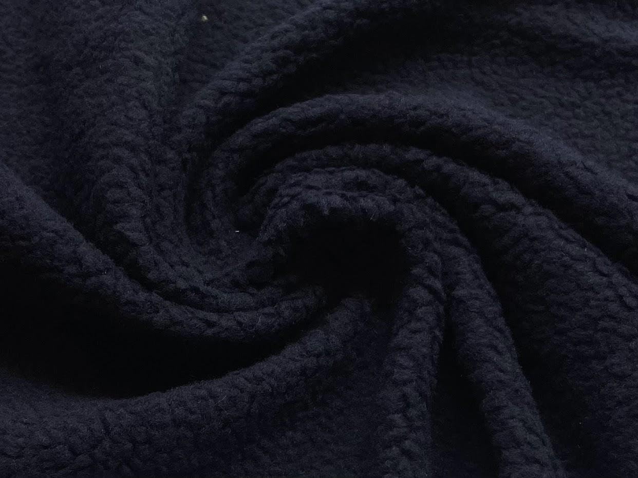 Faux Sherpa Fleece Sheepskin Fabric Material Navy 1Mtr