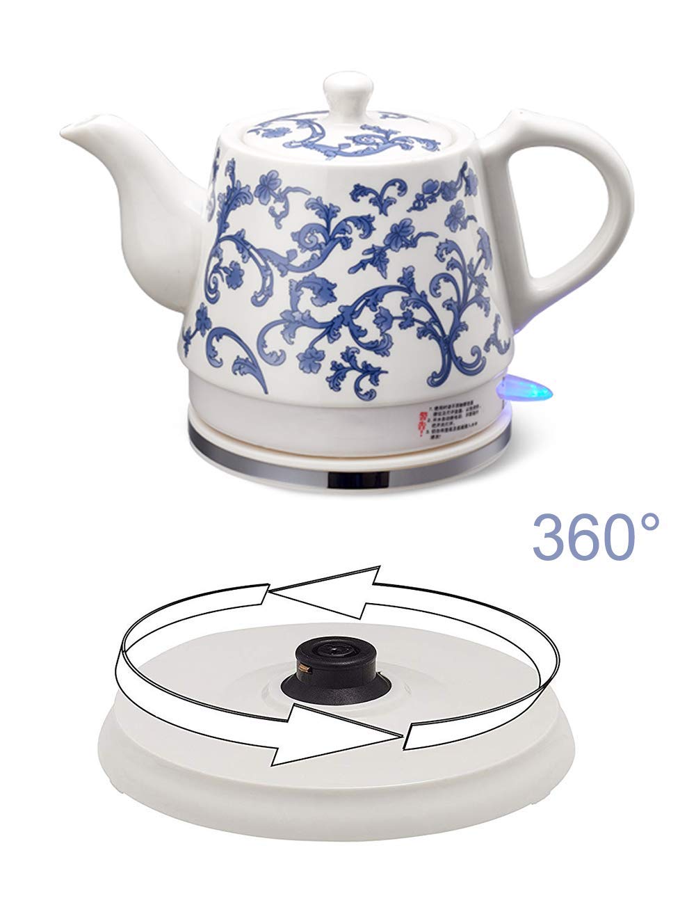 Hokcus Keramische waterkoker draadloze watertheepot, theepot-retro 1.8L kan, 2350W water snel voor thee, koffie, soep, verwijderbare basis, automatische uitschakeling, kook droge bescherming