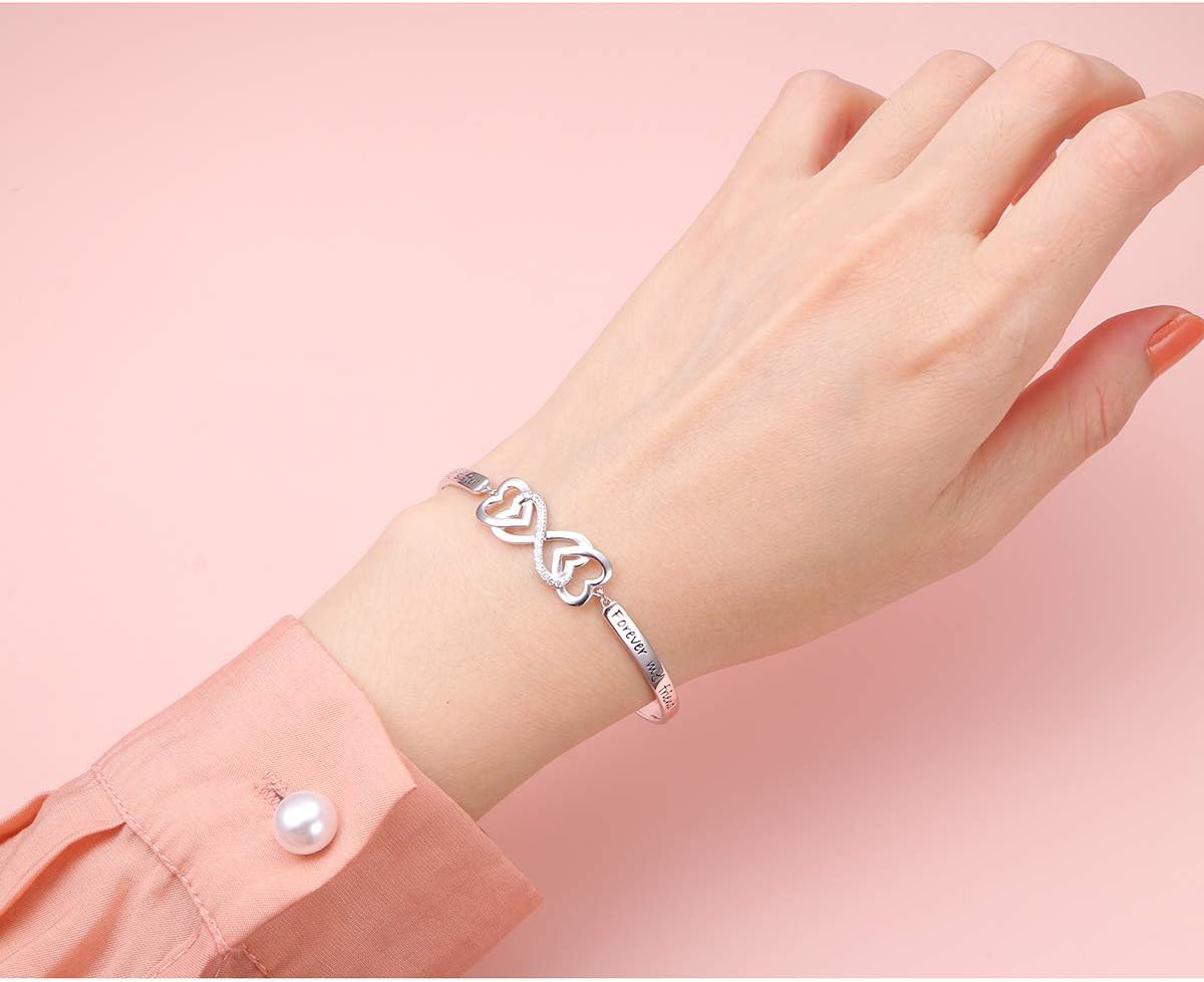 DAOCHONG 925 Sterling Silver Forever Love Heart Infinity Bracelet Jewelry for Women Jewelry - Image 2