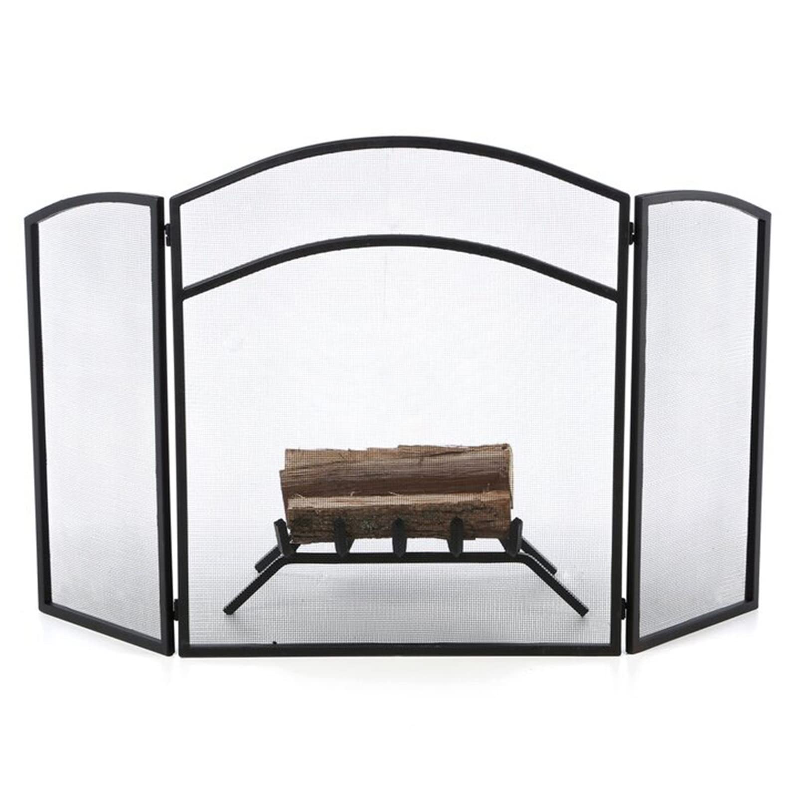 Tri-Fold Fireplace Screen Gate, Folding Fireguard Screen Fence, Arched Fire Panel/Fireplace Protector Cover, Customizable Size & Easy Storage