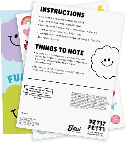Miniatura 6 de xo, Fetti 104 tatuajes temporales para niños  Recuerdos de fiesta de cumpleaños, actividades en el hogar, regalo, lindos tatuajes temporales,