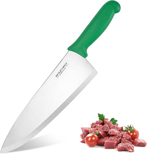 Cuchillo de chef japonés de acero inoxidable de alto carbono de 10 pulgadas, cuchillo de cocina profesional extra afilado y ancho con mango