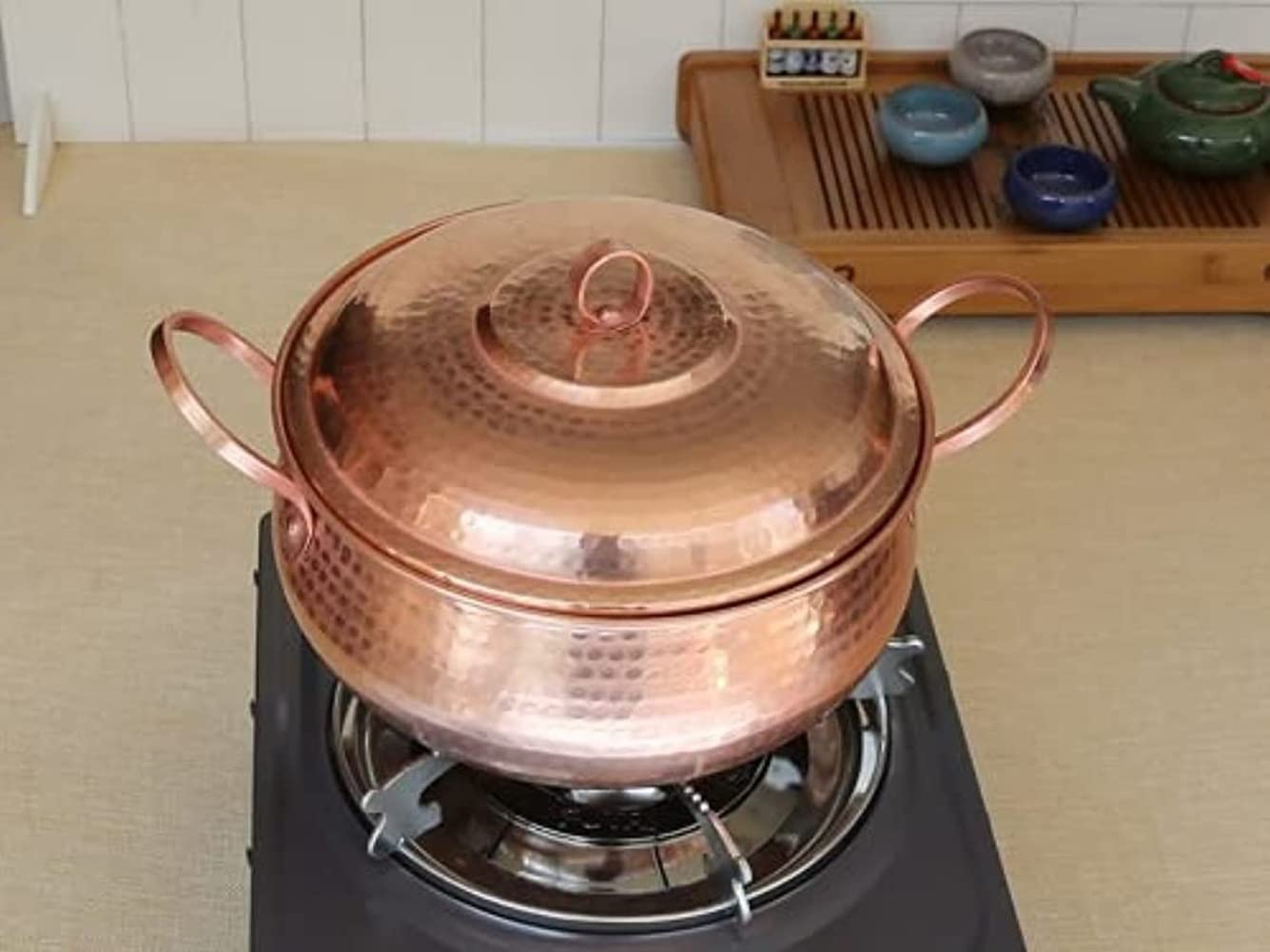 Amazon｜銅鍋 手作り純銅両耳銅鍋 銅器 坊主鍋 純銅 スープポットガス