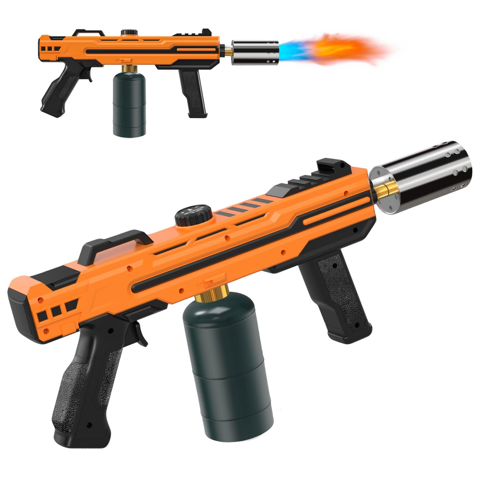 GL GLENSLAVE Potente pistola de gas propano para barbacoa, quemador de cocina con llama ajustable, quemador lanzallamas de cocina, kit de soldadura de gas para barbacoa, barbacoa, carne (naranja)
