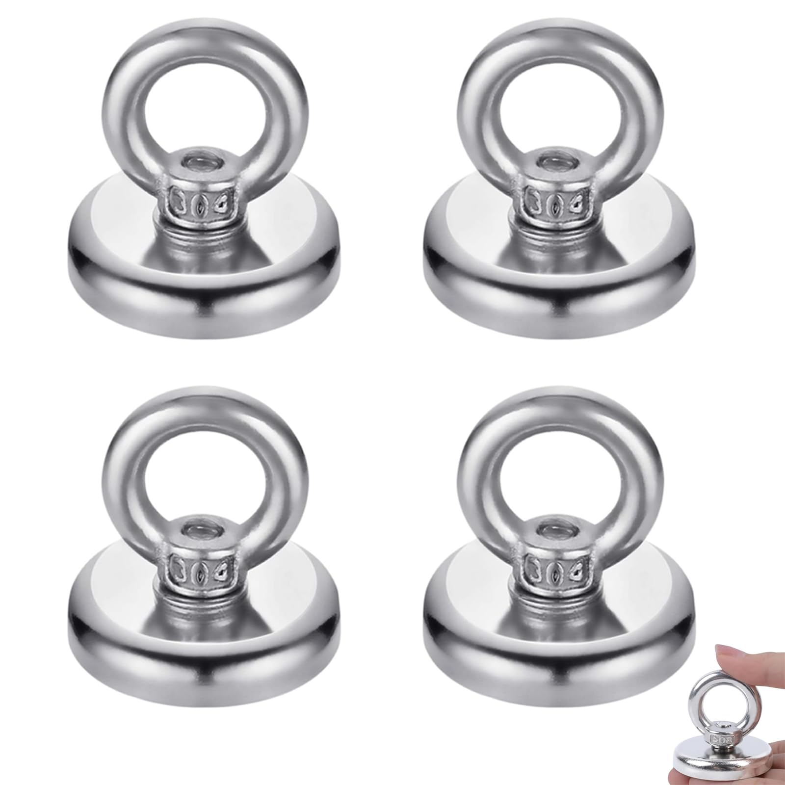 Silne magnesy, 4 sztuki, silne magnesy neodymowe 32 mm, haczyki neodymowe, magnesy neodymowe z oczkami, haczyki magnetyczne z haczykami, do lodówek, kuchni, garażu, na kemping