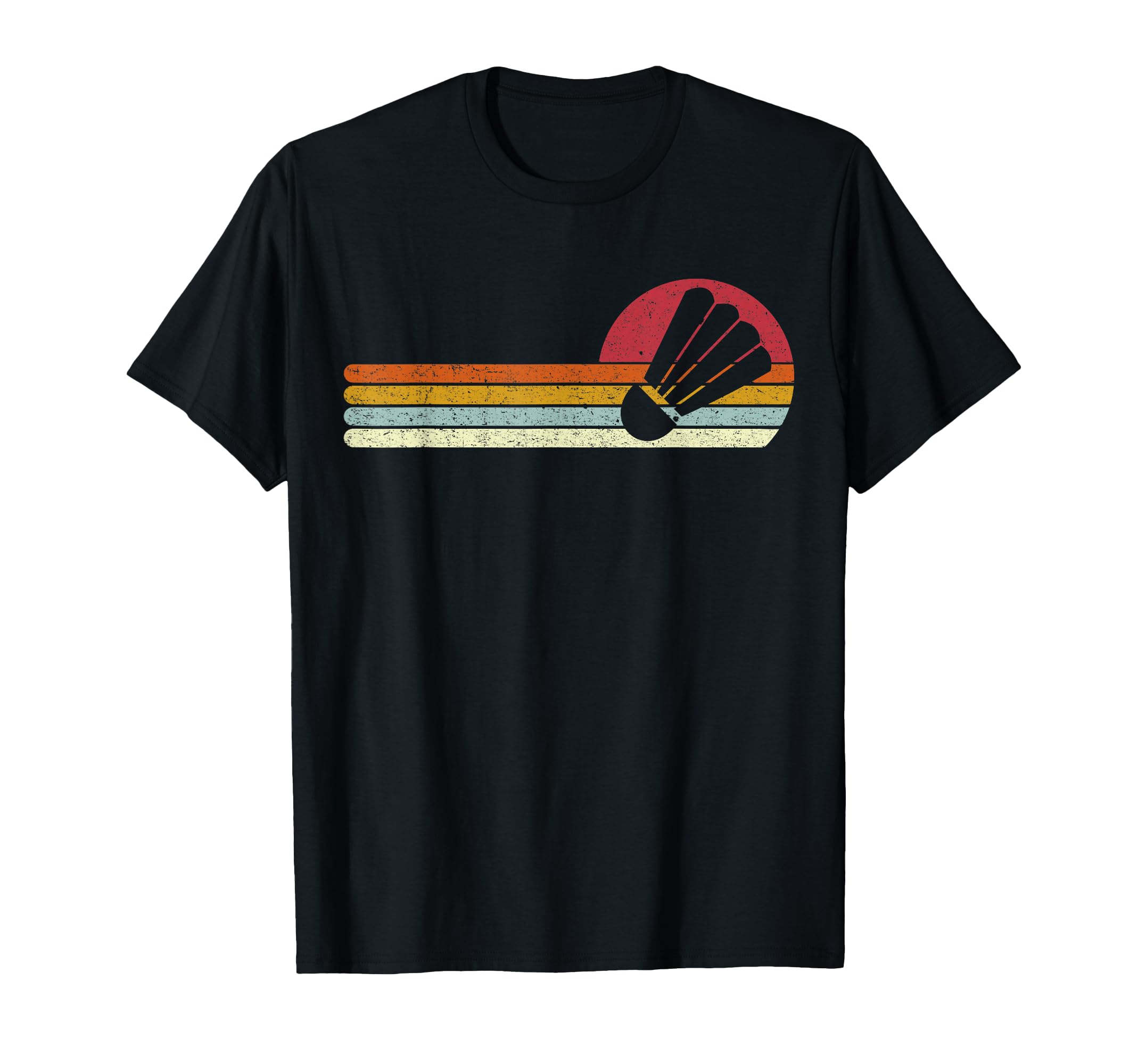 Badminton Shuttlecock Sunset Distressed T-Shirt