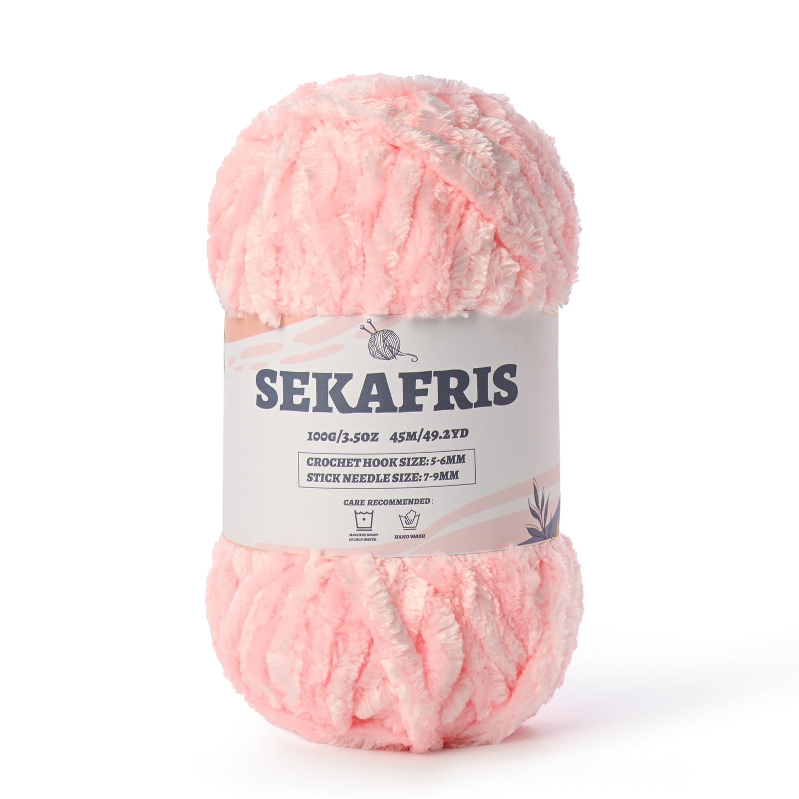 Chenille Velvet Soft Yarn Pale Pink 1 Pack