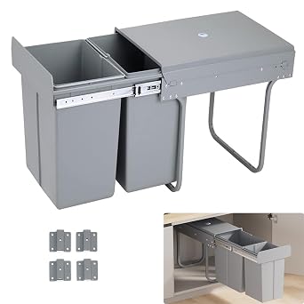 Nisorpa Pull Out Kitchen Bin 40L, Under Sink Bins for Kitchen 400mm