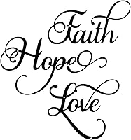 ESTART Faith Hope Love 3-Piece Metal Wall Art - Rustic Black Inspirational Signs for Farmhouse Bedroom Living Room Decor