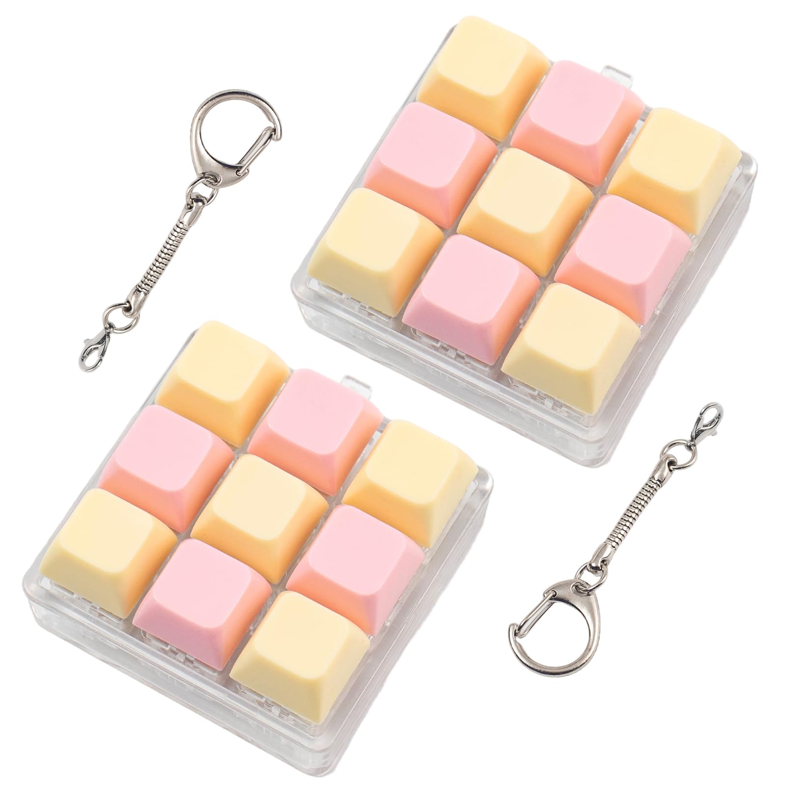 2 Pcs Keyboard Fidget Toy, 9 Keys Cute Clicker Fidget Keyboard for Adults Stress Relief and Anxiety Decompression Pink Keyboard Keychain Fidget โ image 1
