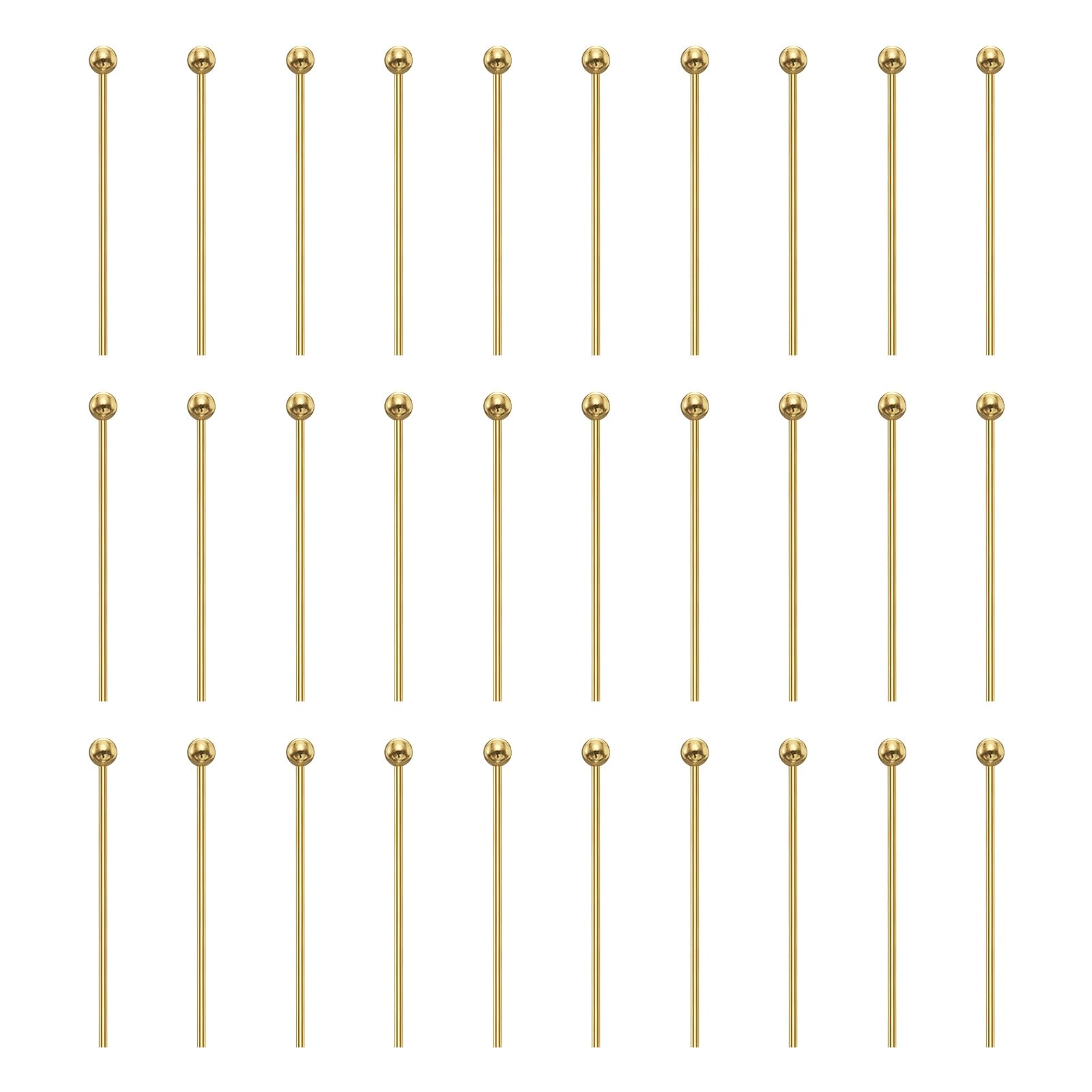 sourcing map 100pcs Ball Head Pins 0.79" 20mm Round Head Pins,18K Gold