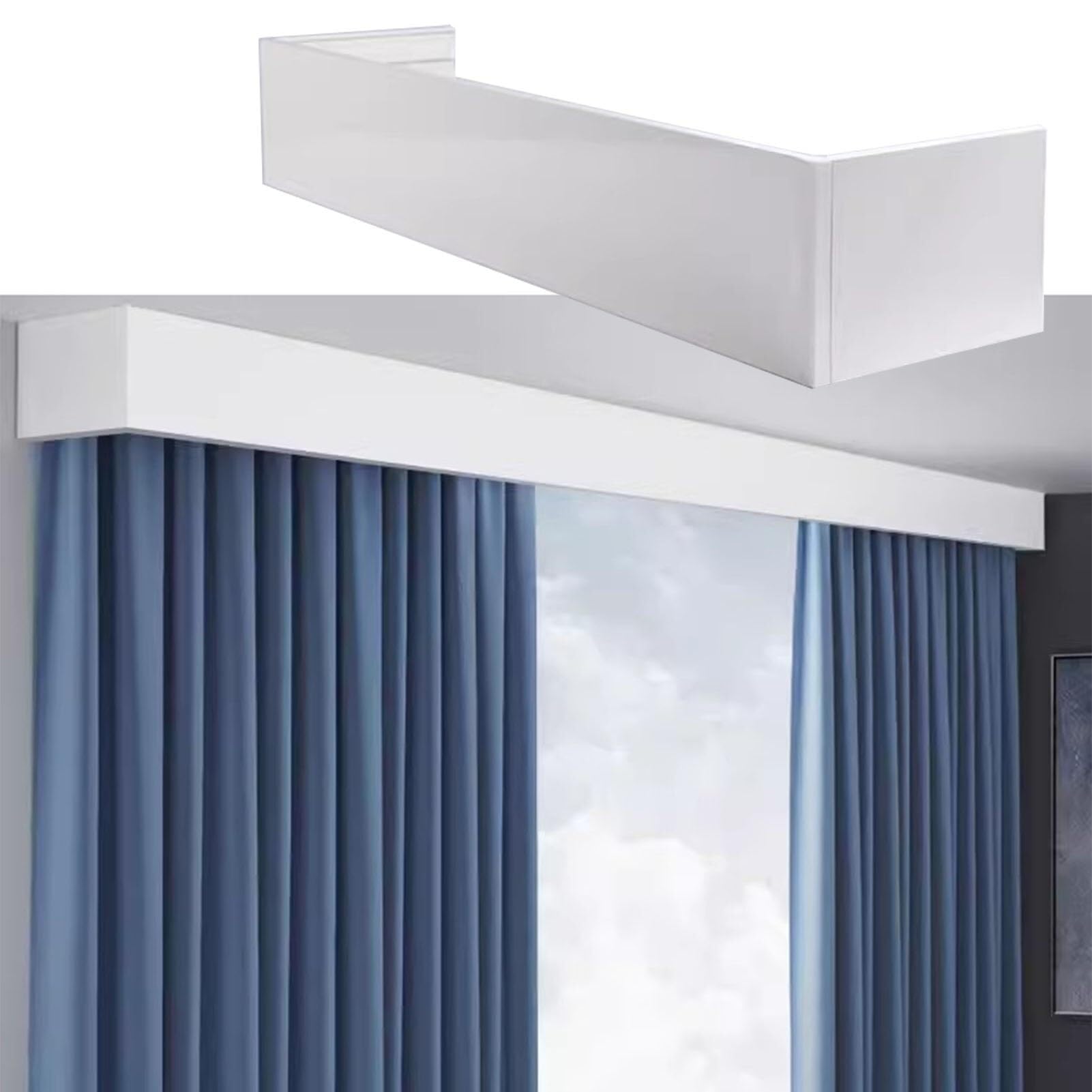 Ombrage De Déflecteur De Voie De Rideau,Poteau De Rideau En Métal Suspendu For Le Système De Valence Décoratif Blanc De Baie Vitrée For Le Bandeau De Séparation De Draperie De Plafond De Balcon De Sal