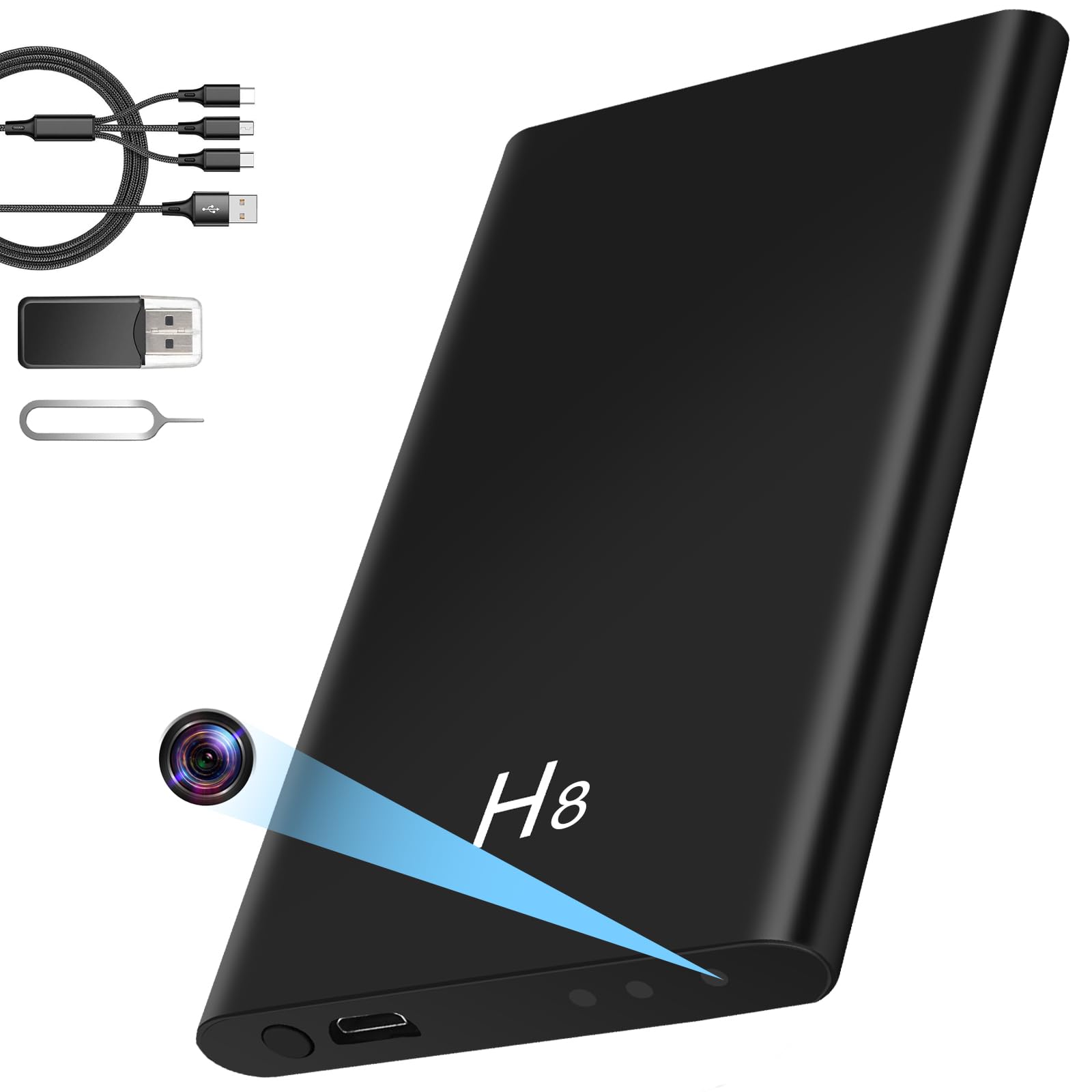 Telecamera Spia Nascosta, Microcamera Spia Mini Spy Cam 5000mAh Power Bank, Portatile Videocamera HD 1080P 20+ Ore Registrazione con Sensore di Gravità Visione Notturna | Portatile Power Bank, Salva 20+ Ore, Rilevatore di Gravità, Visione Notturna, Per In