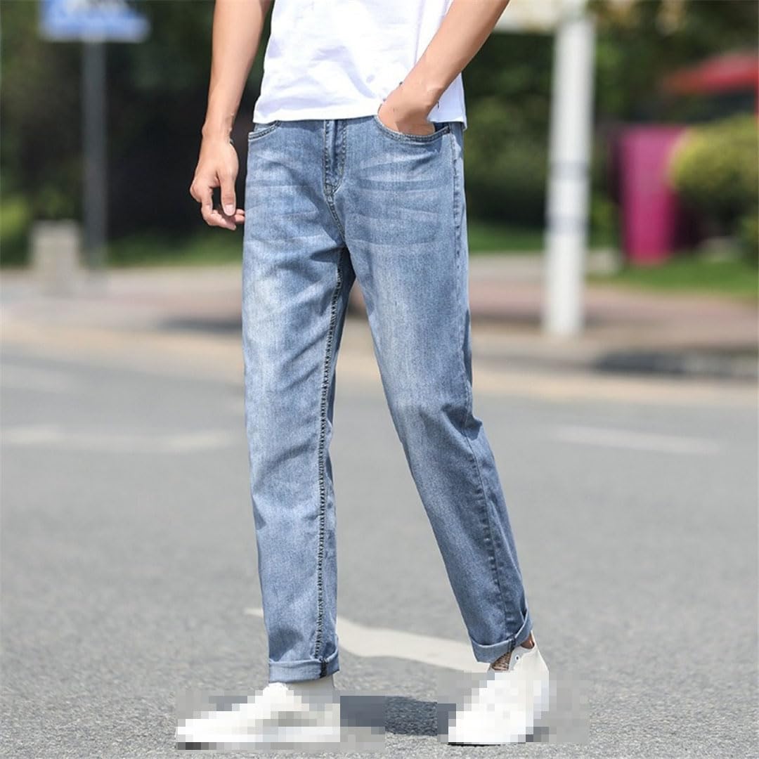 Vogrtcc Pantalones Largos Rectos Sueltos para Hombre Jeans Casuales Elásticos