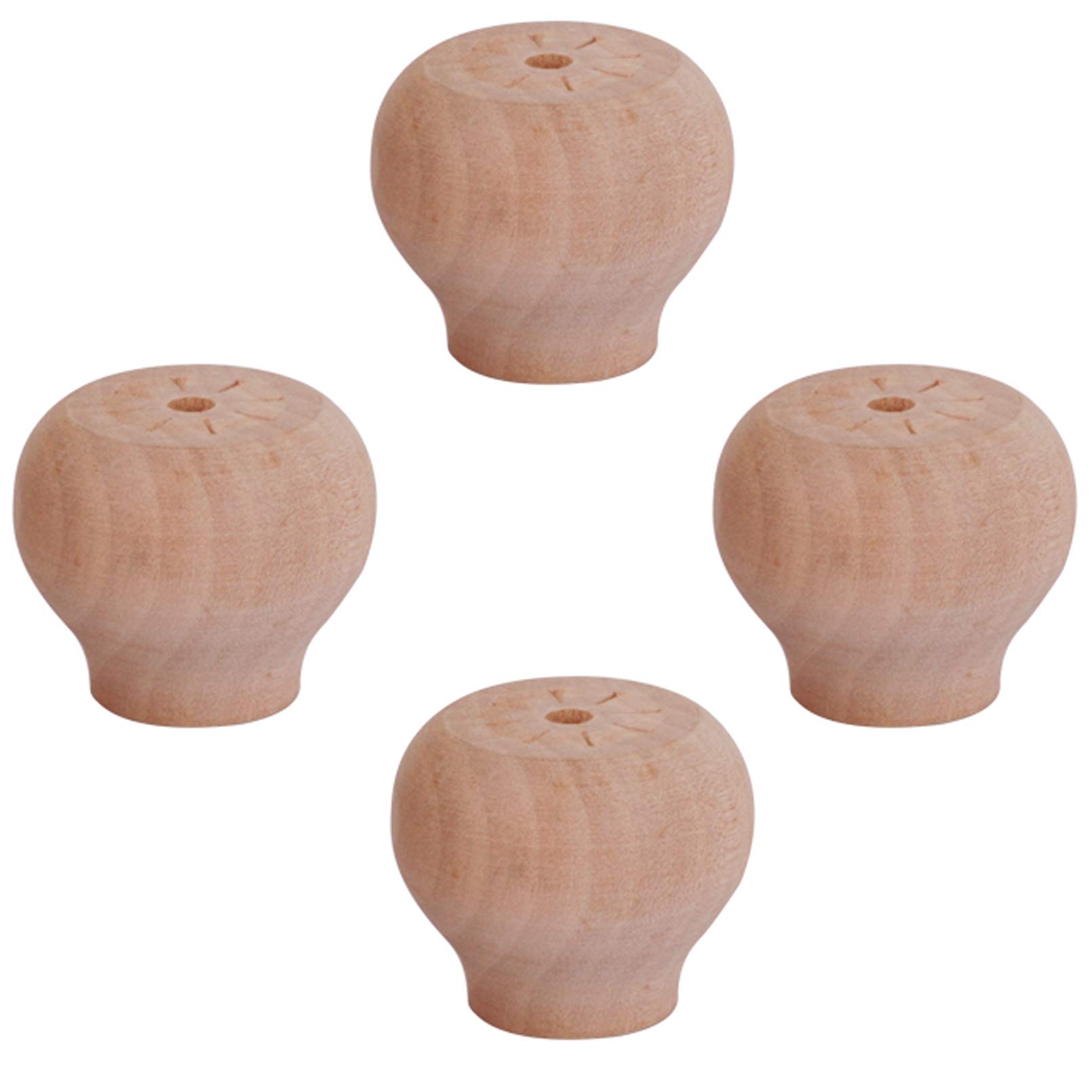 Zhuoz1t Unfinished 4Pcs Solid Wood Furniture Legs,Wooden Sofa Legs,Round Bun Furniture Feet,Replacement Legs For Couch,Bed,Armchair,Cabinet,Coffee Table,Tv Cabinet,With Accessories,2Cm/4Cm/6Cm(Unfinished4cm)